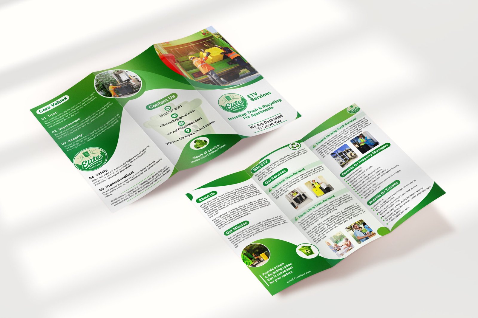ETV Services Tri-fold Brochure Designed by Blaze Creative