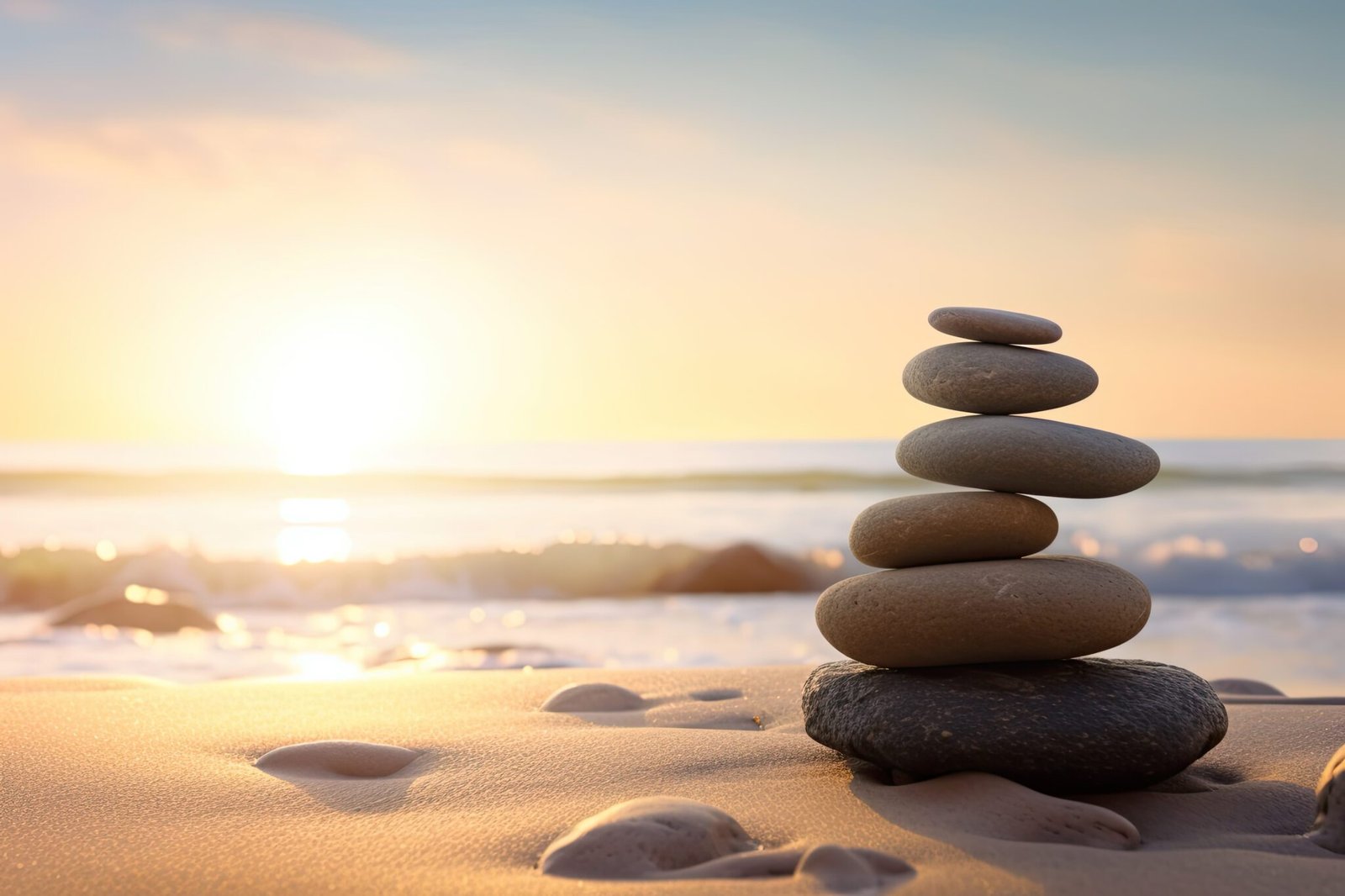 en-stones-balanced-beach-with-copy-space-sunrise-light-meditation-relaxation-ai-generative
